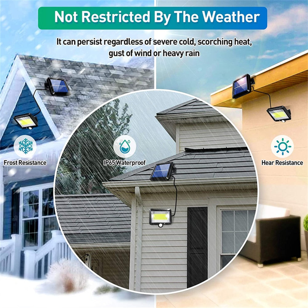 COB LED Solar Powered Light Outdoors PIR Motion Sensor Sunlight Waterproof Wall Emergency Street Security Lamp For Garden