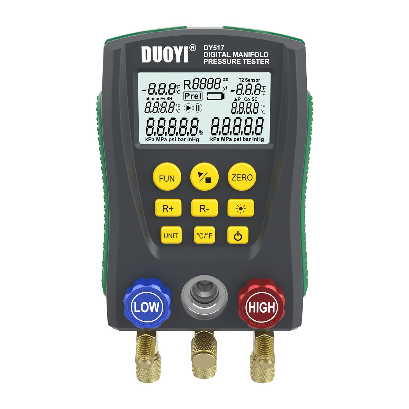 DUOYI DY517 Digital Manifold Meter Refrigeration Compression Gauge Digital Pressure Tonometer Vacuum Pressure Temperature Test