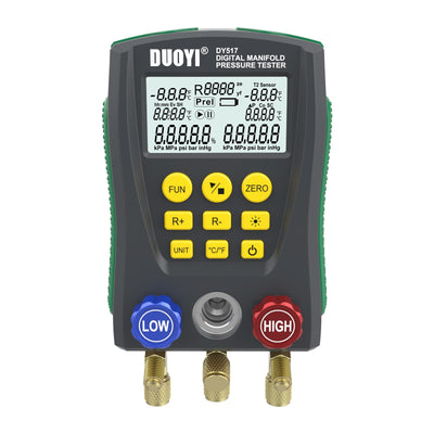 DUOYI DY517 Digital Manifold Meter Refrigeration Compression Gauge Digital Pressure Tonometer Vacuum Pressure Temperature Test